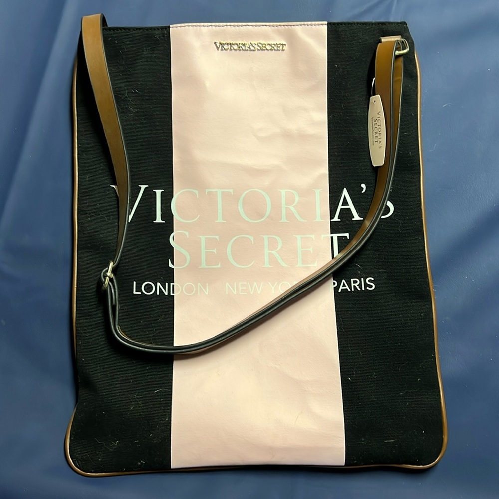 Victoria’s Secret-pink and black bag with adjustable strap